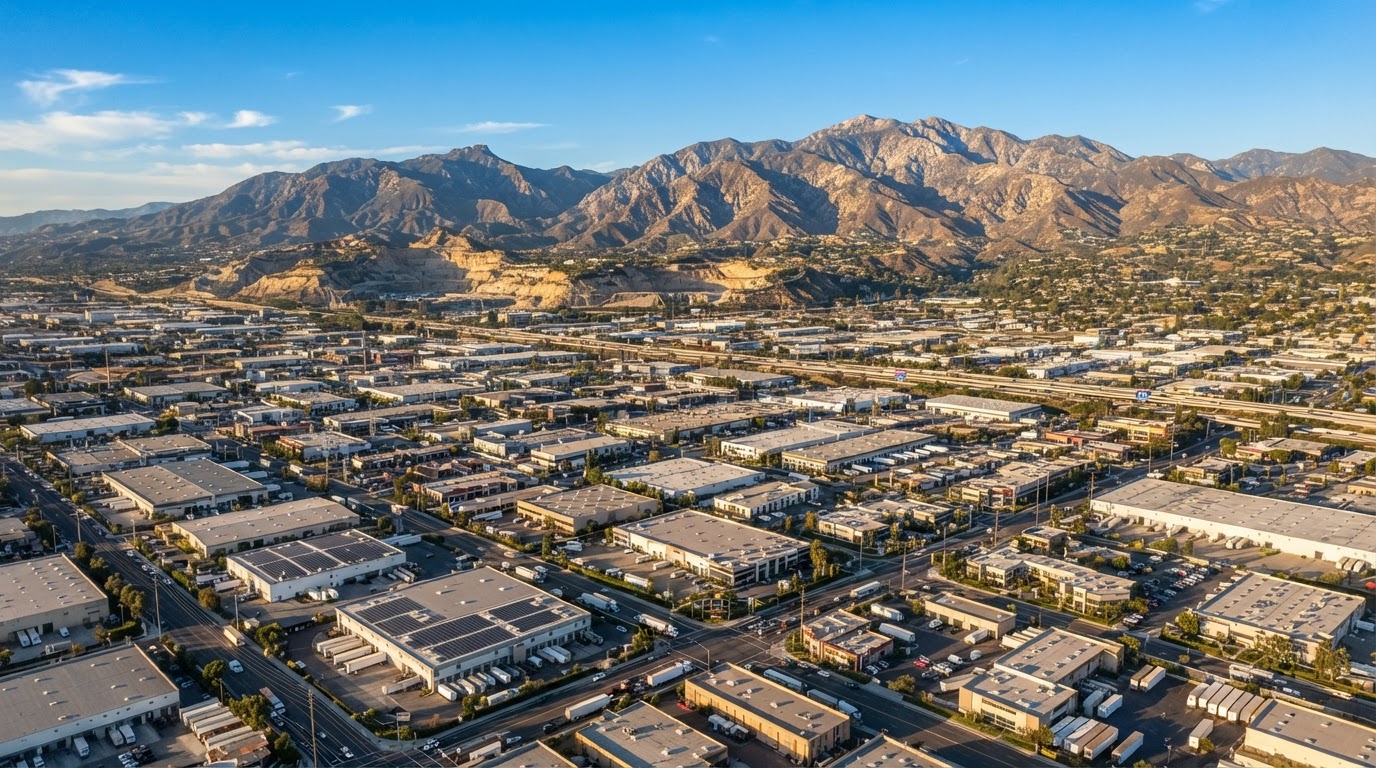 A bustling main street in the San Gabriel Valley, representing the Irwindale local business community