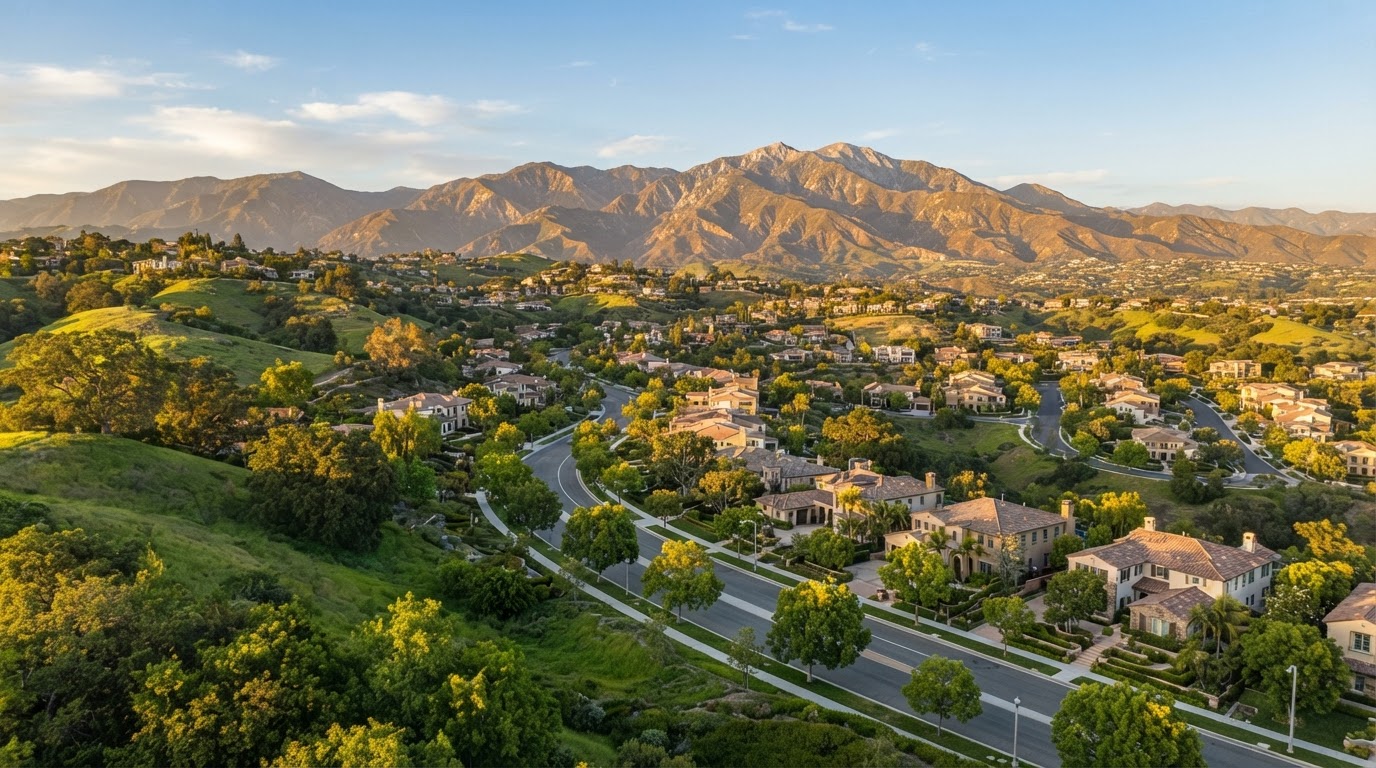 A bustling main street in the San Gabriel Valley, representing the Walnut local business community