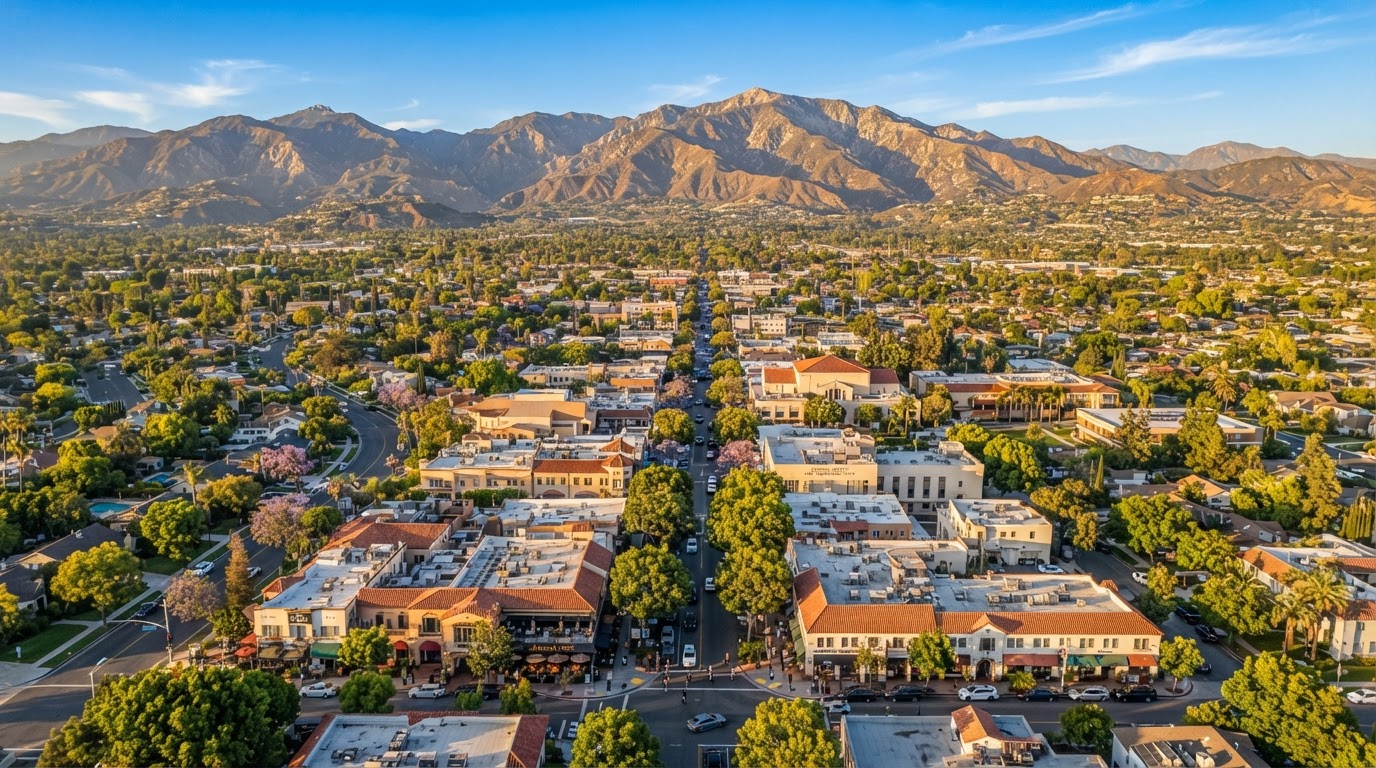 A bustling main street in the San Gabriel Valley, representing the Covina local business community