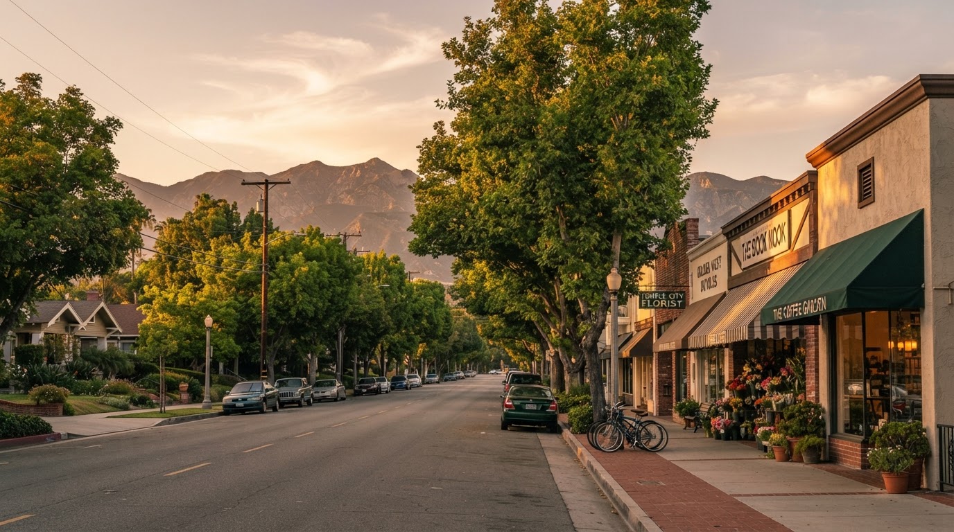 A bustling main street in the San Gabriel Valley, representing the Temple City local business community