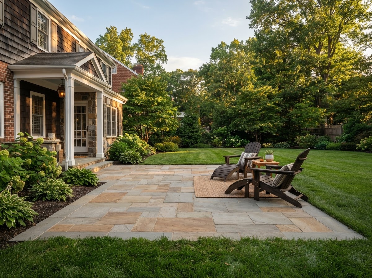 Custom paver patio in a Somerset County backyard by JL Landscaping