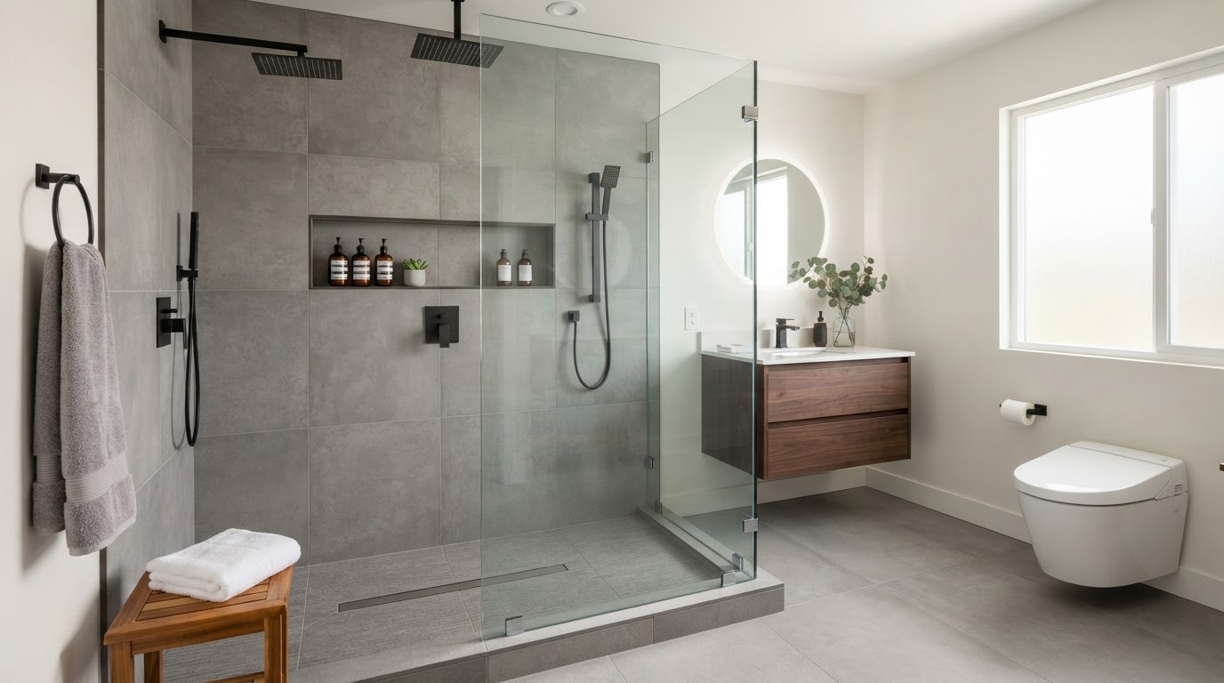 Custom Walk-In Shower Construction in Windsor-Essex by Limitless Homes & Construction Ltd