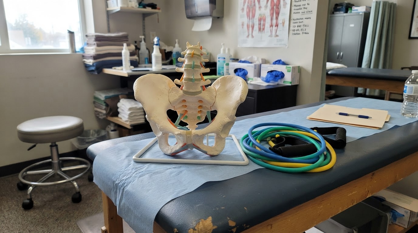 piriformis syndrome pelvis anatomy model and deep hip gluteal rehabilitation bands