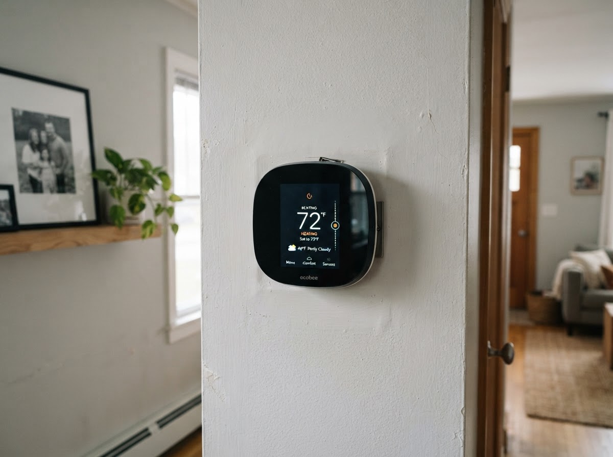 New smart thermostat with color touchscreen installed in Chesterfield