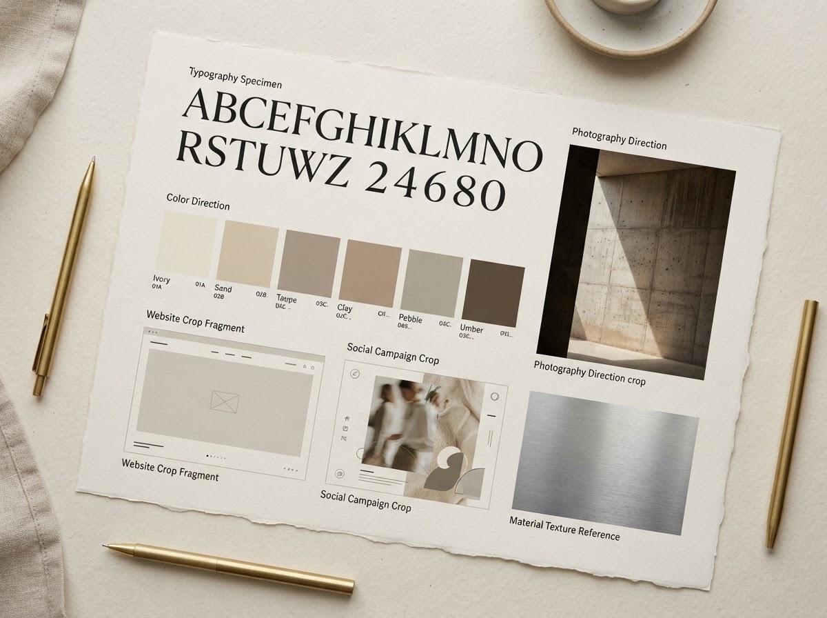 Mini brand direction — typography, colour, photography and material references