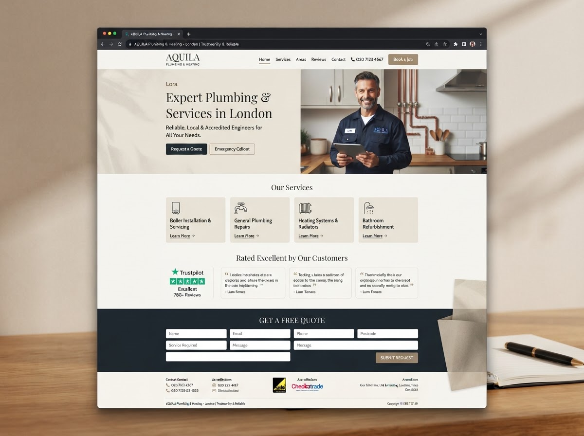 A trades business website designed to convert visitors into enquiries