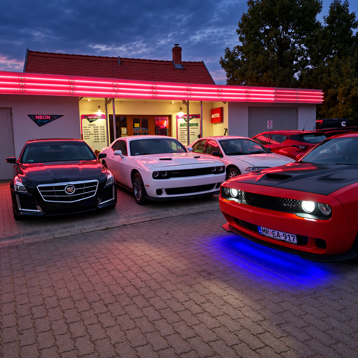 Neon Garage autók és műhely