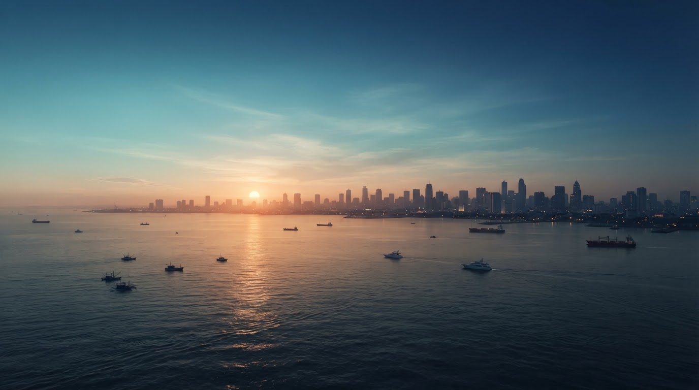 Illustrative Manila Bay destination backdrop — not a photo of the hotel