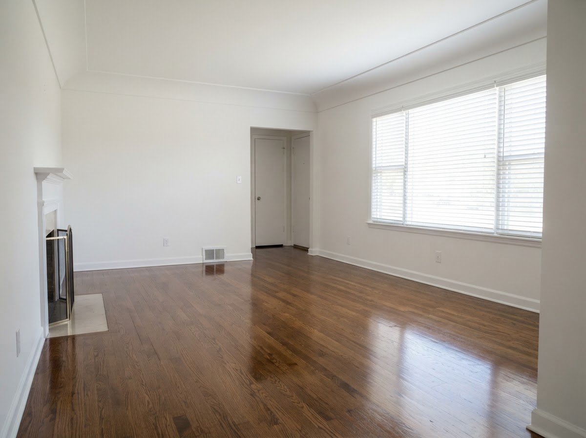 Pristine empty living room in Ferguson MO after professional move-out cleaning by Chandler House Cleaning LLC