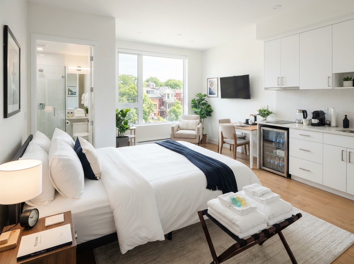 Pristine Airbnb rental in Calverton Park MO with fresh linens and spotless kitchen after professional turnover cleaning