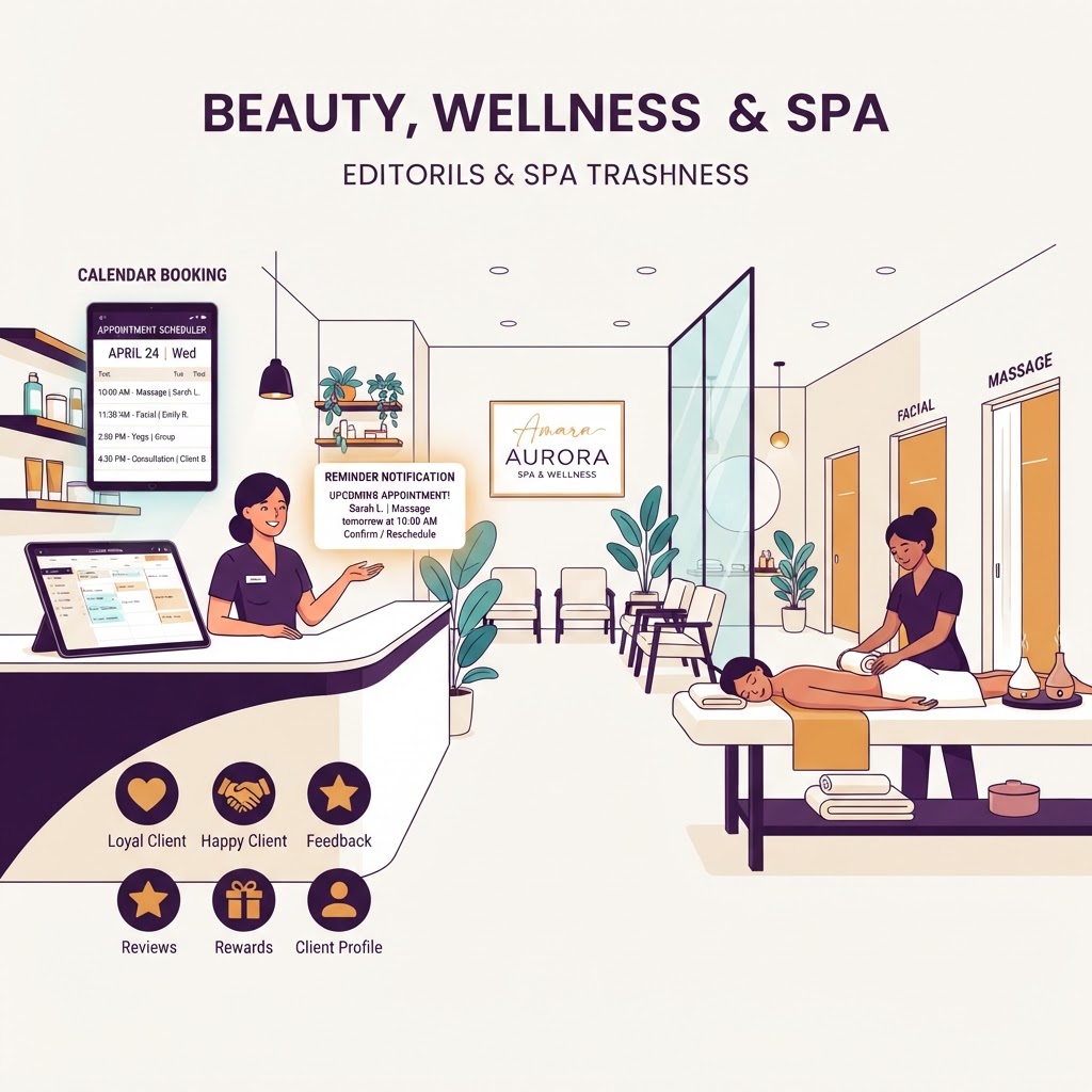 BEAUTY, WELLNESS & SPAS — Assist with bookings, customer questions, reminders, follow-ups, and customer relationship management.