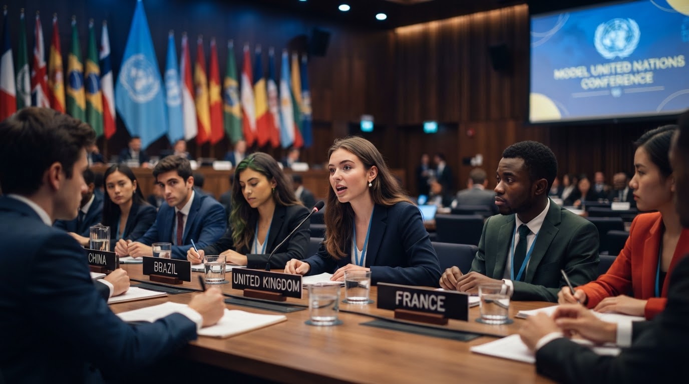 Estudiantes en un debate del Modelo de Naciones Unidas