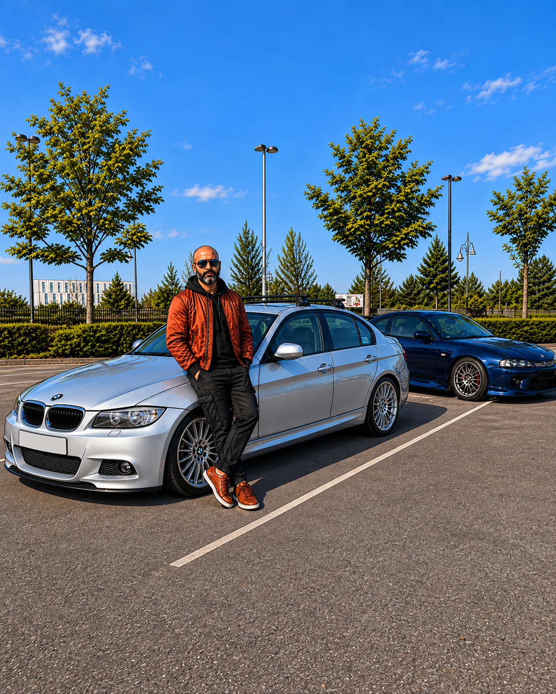 Munata Ignite Founder immersed in modified and performance car culture, with silver modified BMW and blue modified car