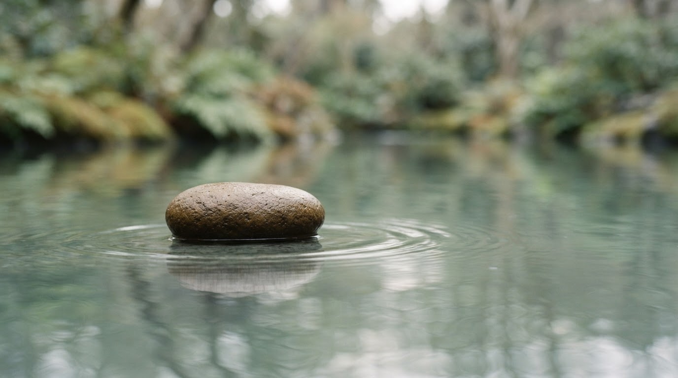 Balanced stone on still water symbolizing a calm regulated nervous system at East Wind acupuncture in Oshkosh and Appleton WI