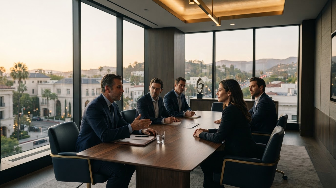Mystic Adventures boardroom overlooking Beverly Hills