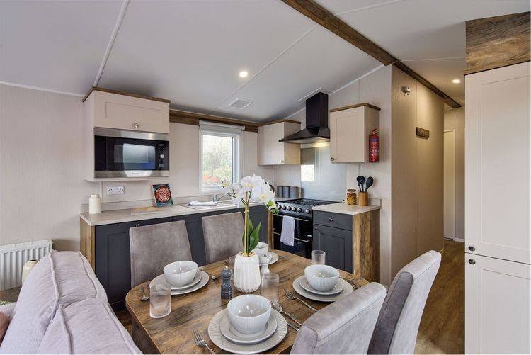 Open-plan dining and kitchen area