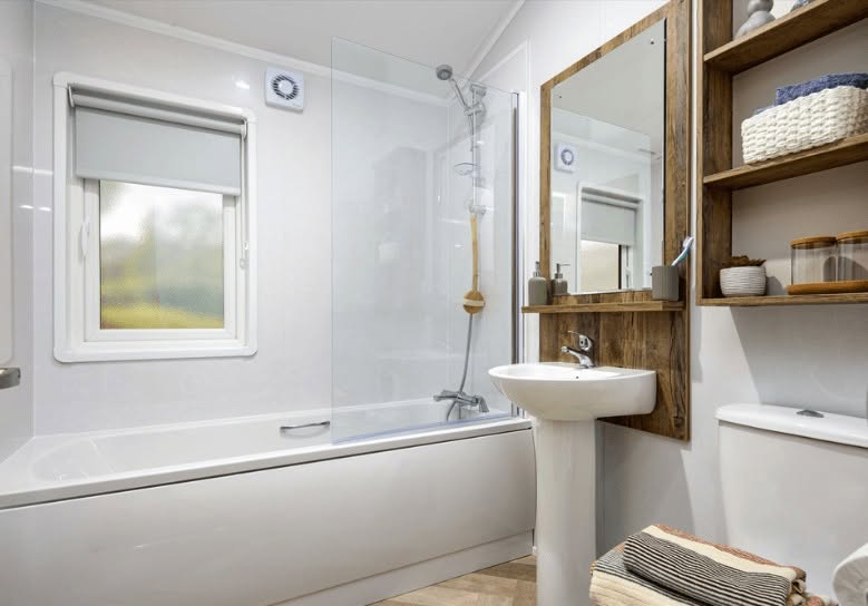 Modern luxury bathroom with bath and shower