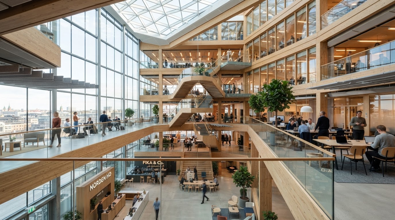 Modern svensk fastighet där olika funktioner hänger ihop genom nätverket