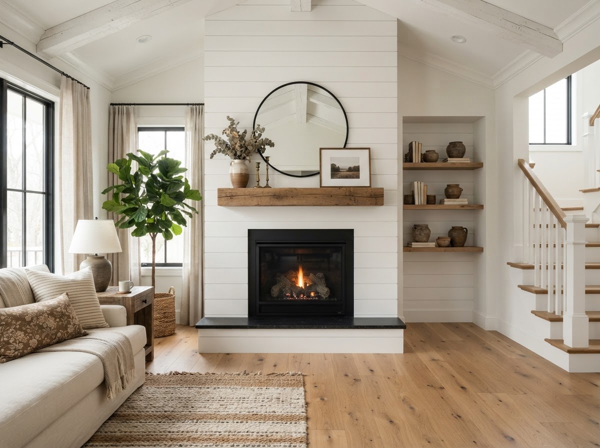 Open-Plan Living & Custom Fireplace Wall Renovation