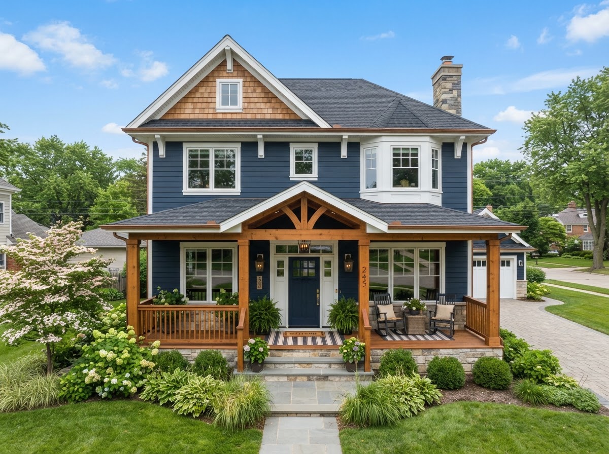 Suburban Craftsman Exterior Color Transformation