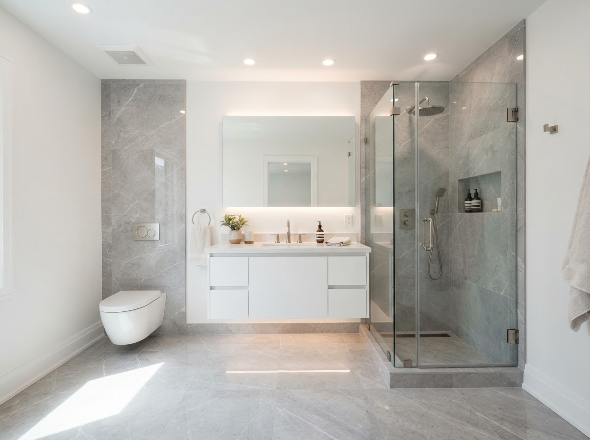 Bathroom remodel before and after — After
