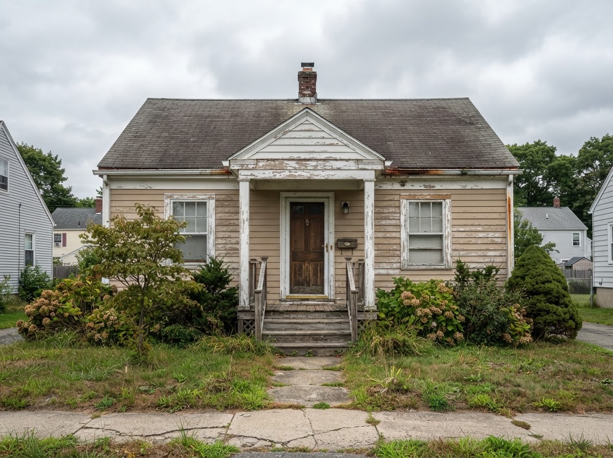 Exterior paint before and after — Before