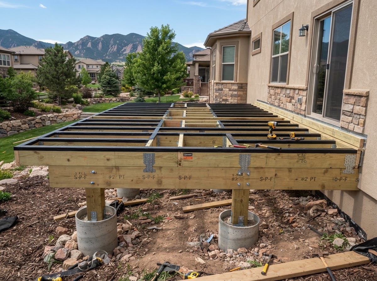 Heavy-Duty Structural Deck Joist Framing & Pier Footings