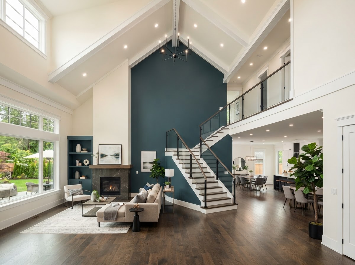 Vaulted Great Room & Stairway Repaint