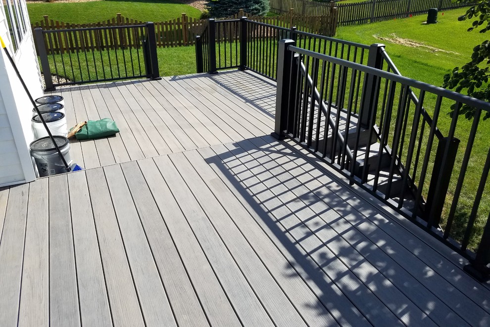 Elevated Composite Deck with Black Aluminum Railings
