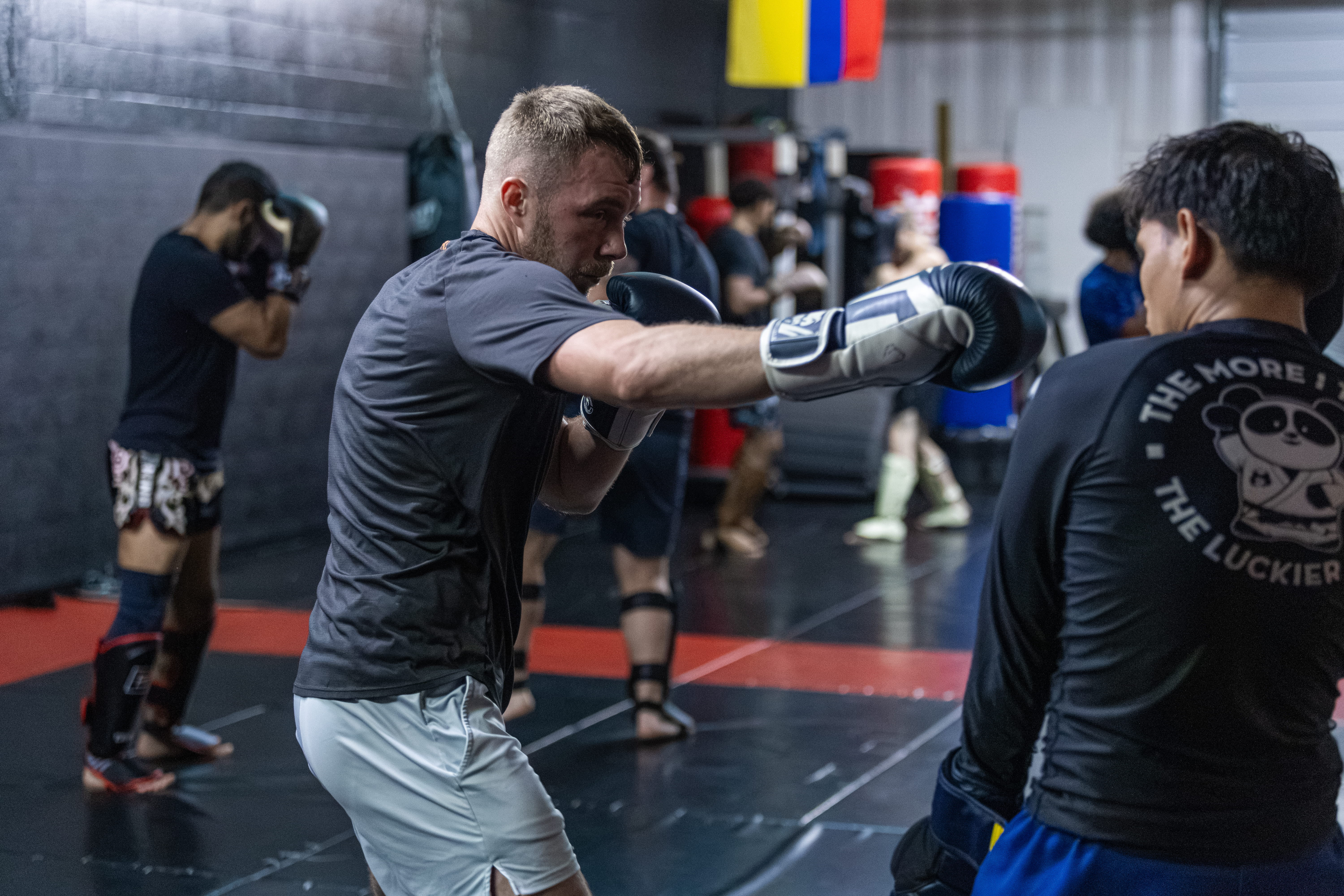Fusion Muay Thai training and striking partner drills in Port Jefferson Station