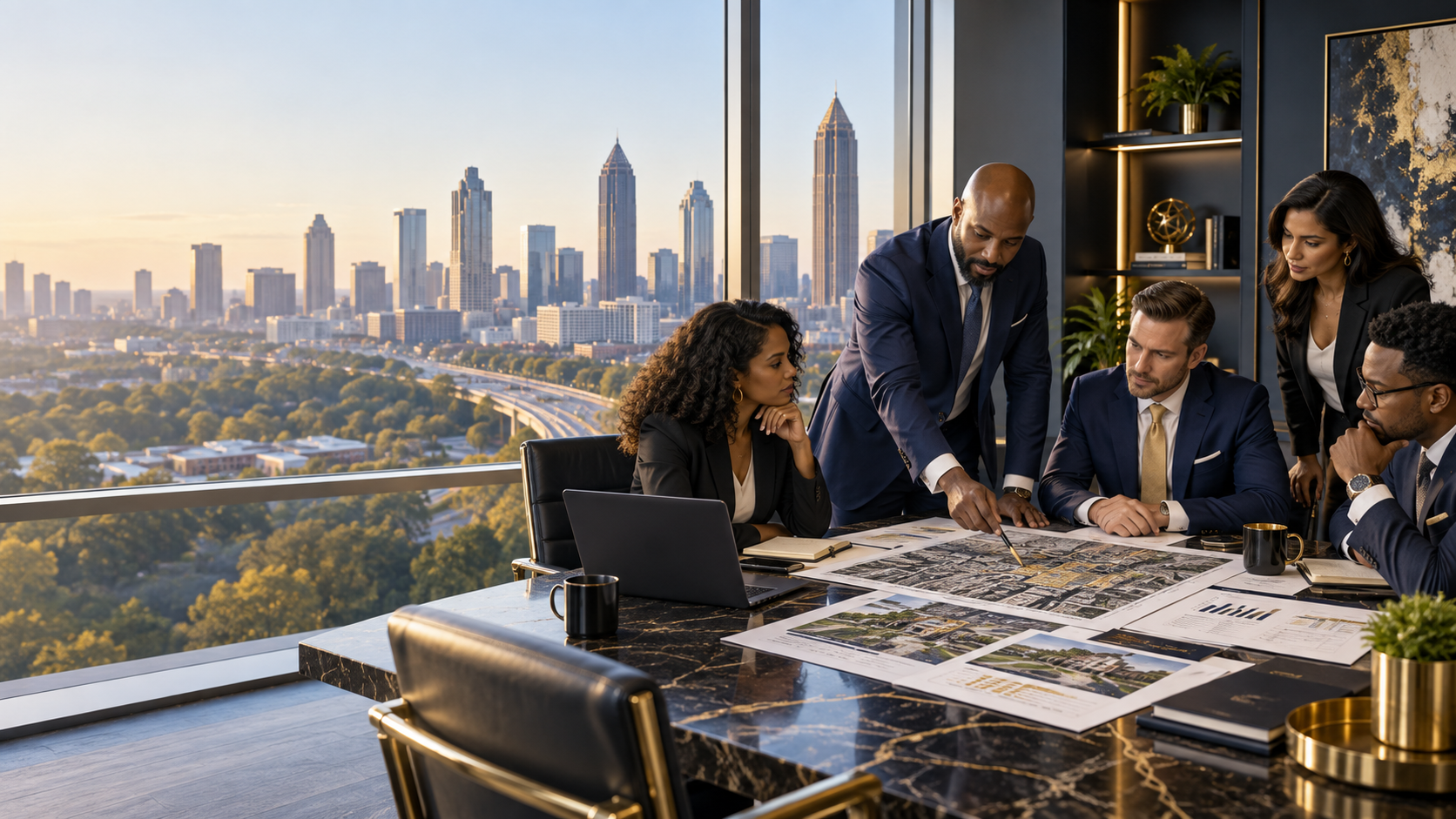 Real estate strategy team in a boardroom
