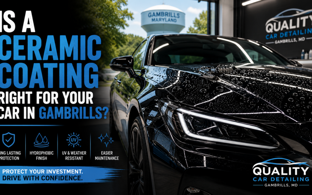 Water beading on ceramic coated glossy vehicle surface