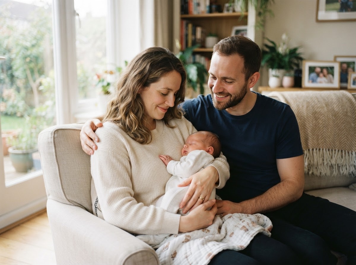 Parents with baby feeling secure and protected
