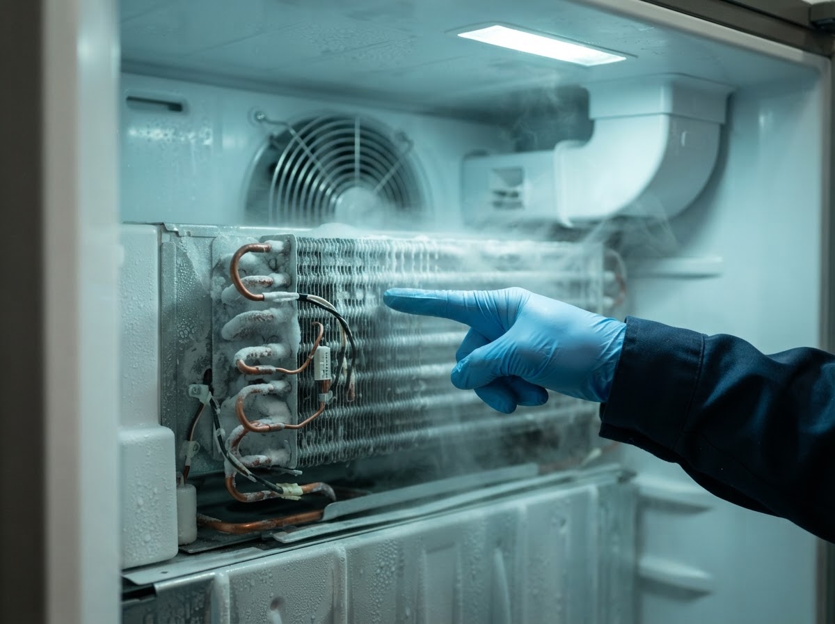 Inspección de los conductos de aire y el evaporador de una heladera No Frost