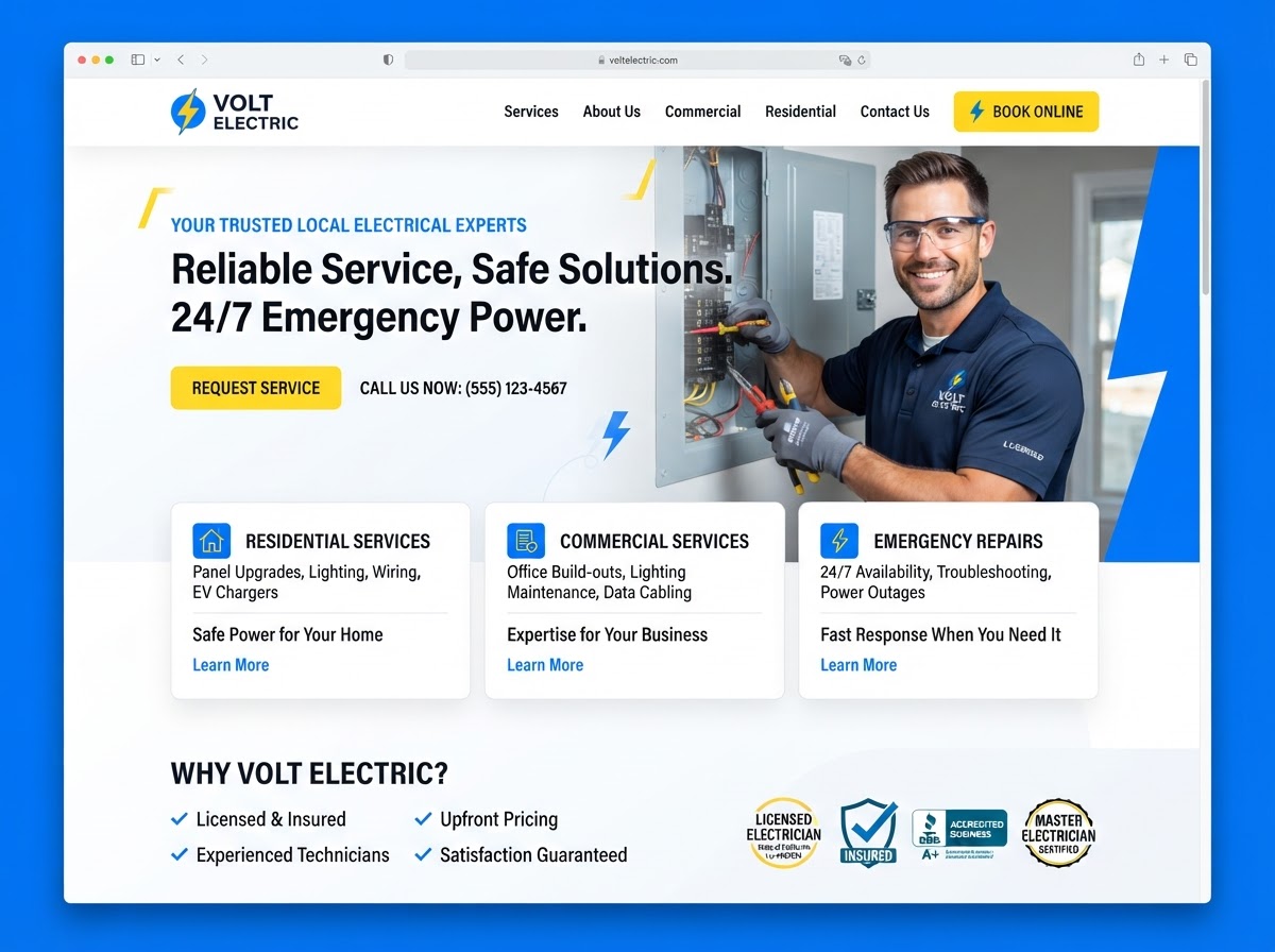 Volt Electric & Lighting — Electrician website example by Capture First