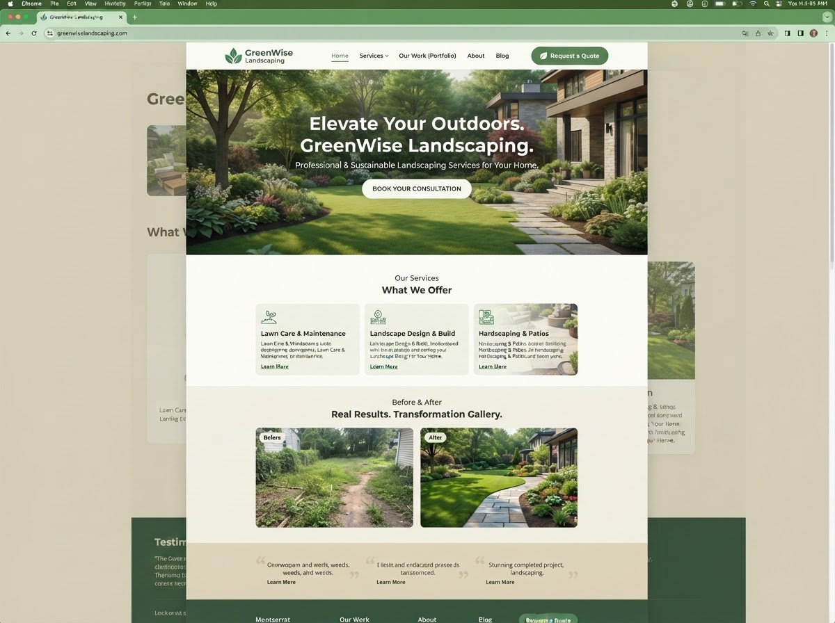 GreenWise Outdoor Living — Landscaping website example by Capture First