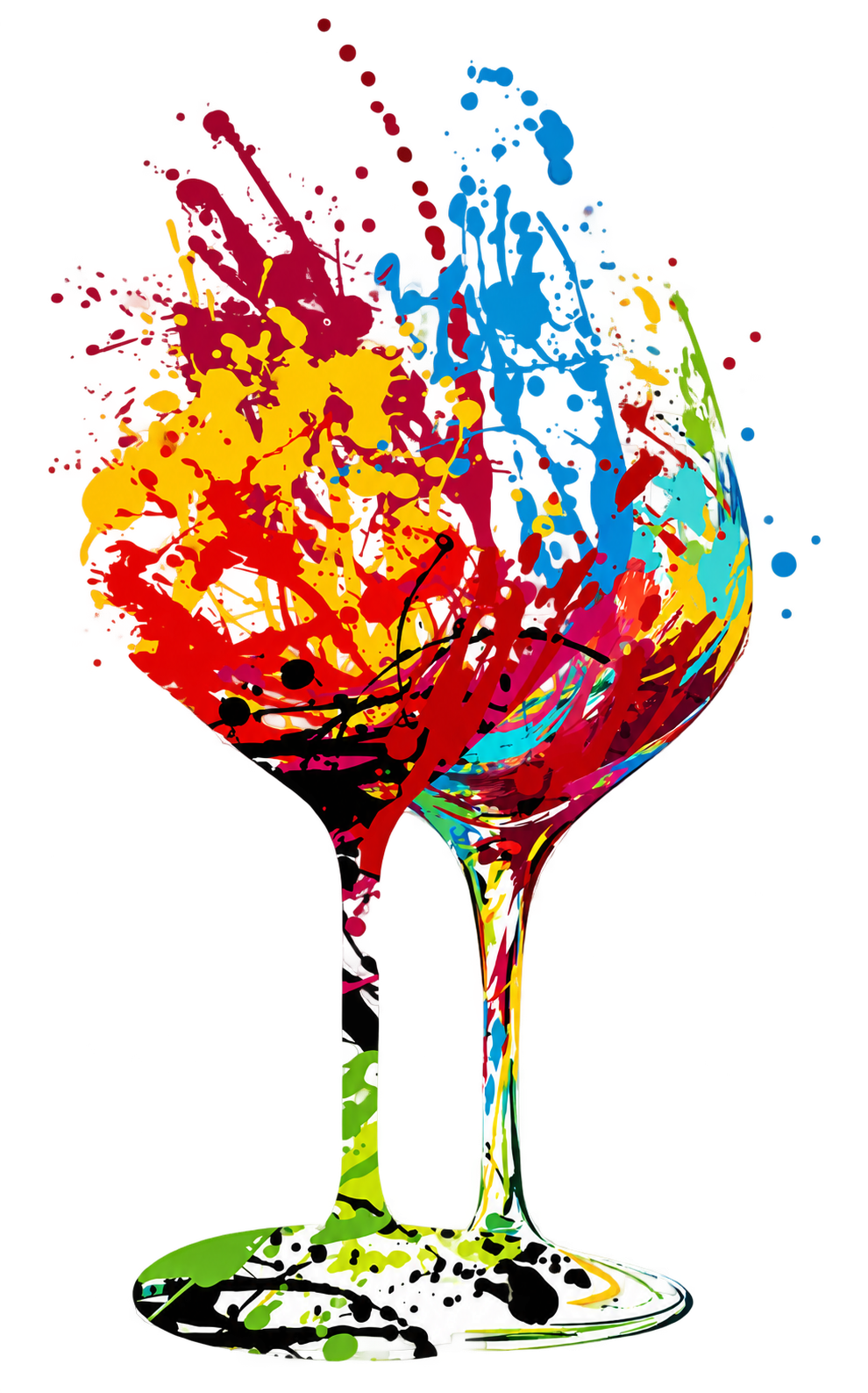 Colorful Art & Wine Stroll paint splash wine glass artwork