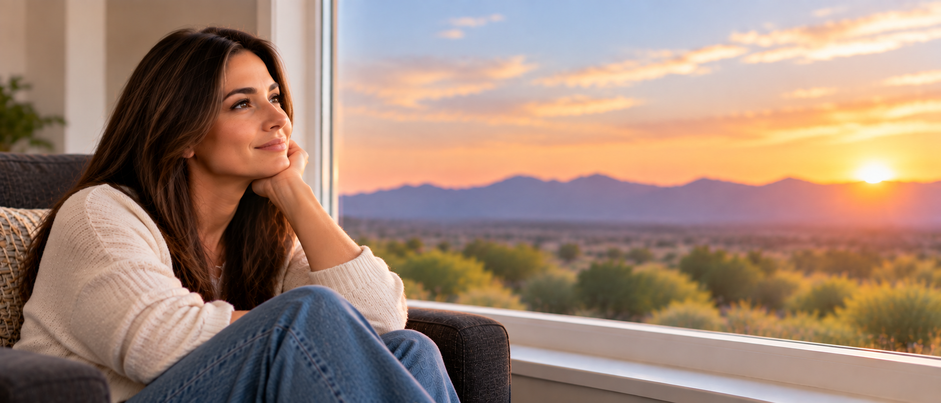 Serenity Circle resident looking toward sunset