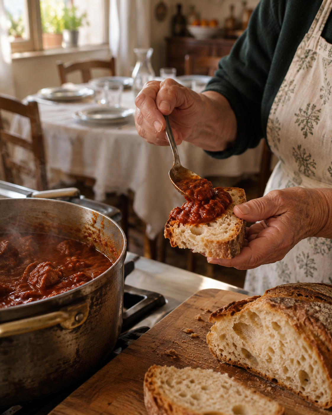 Pane casareccio con ragù napoletano e ricordi d'infanzia