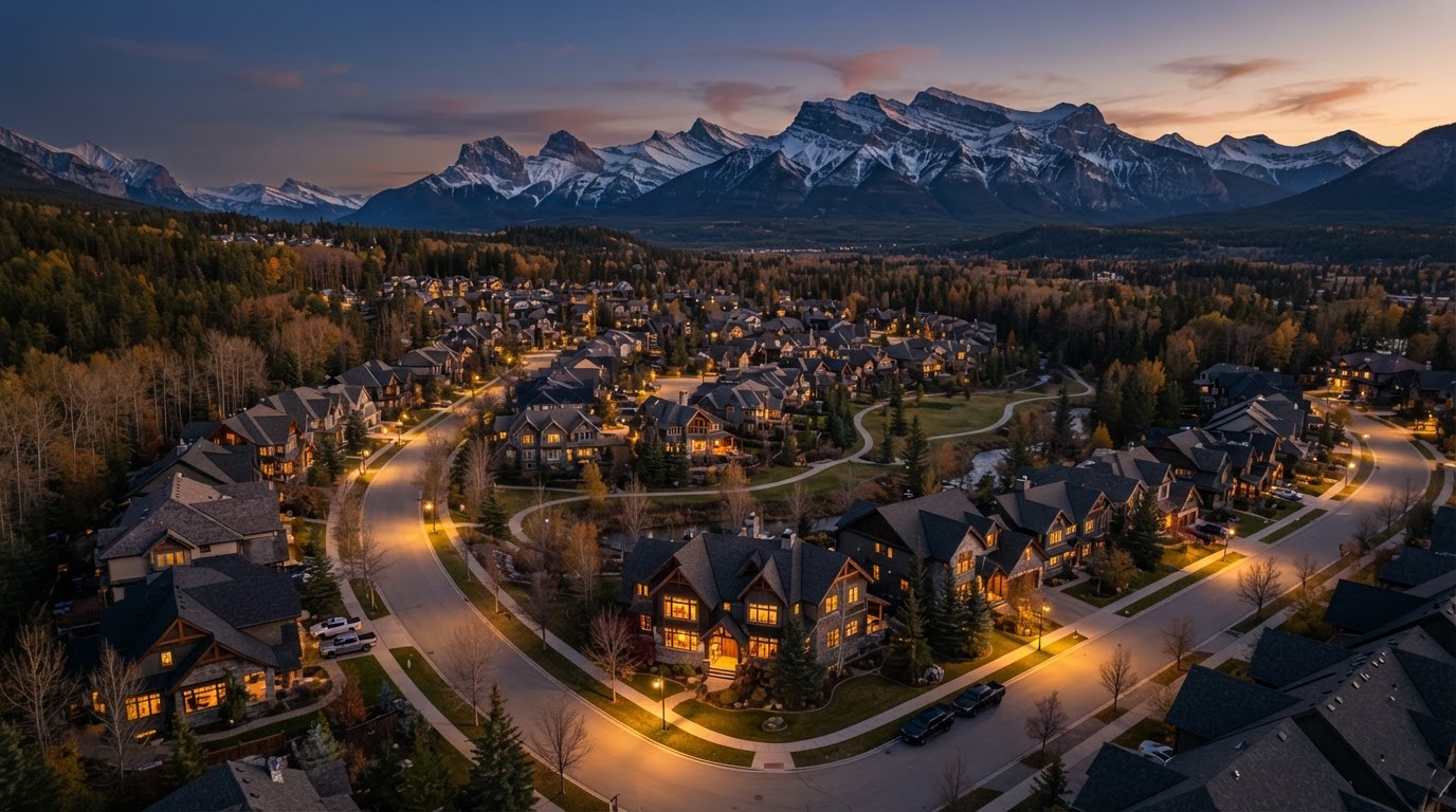 A Canadian neighborhood at dusk