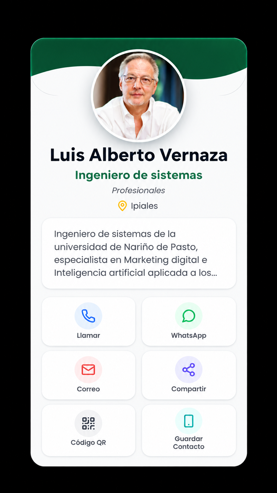 TUHRE CARD — Luis Alberto Vernaza, Ingeniero de sistemas