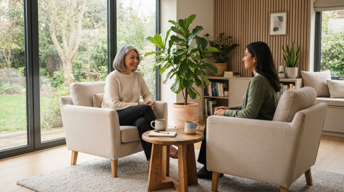 Warm, serene counseling office at My Resilient Life Counseling