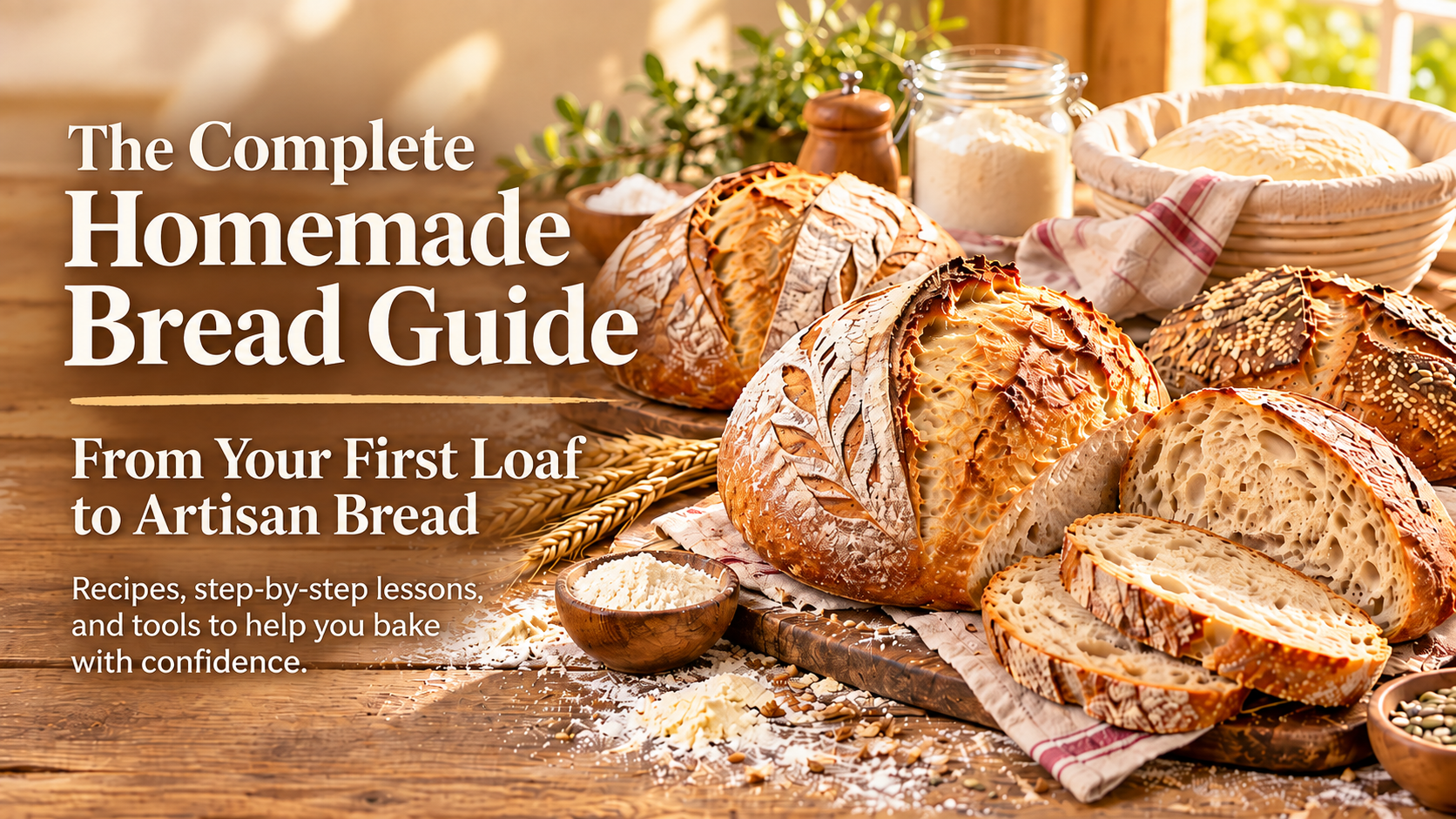 The Complete Homemade Bread Guide Cover - From Your First Loaf to Artisan Bread