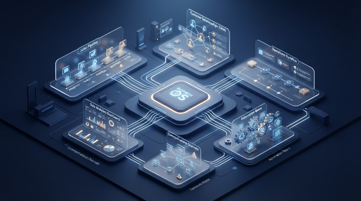 One Up Marketing Systems custom business operating system connecting sales, customers, operations, automation, data, and communications