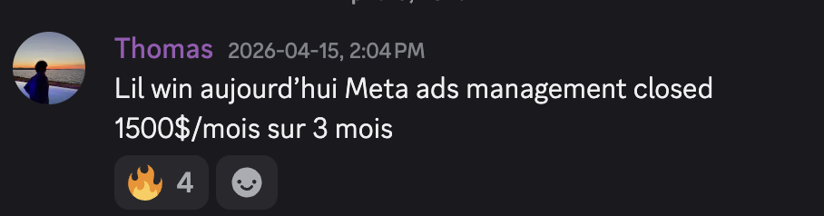 Thomas: Meta ads management closed $1,500/mo over 3 months