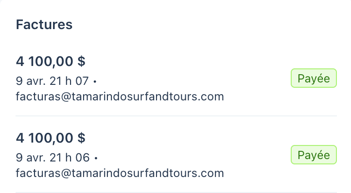 Factures paid: $4,100 client invoices