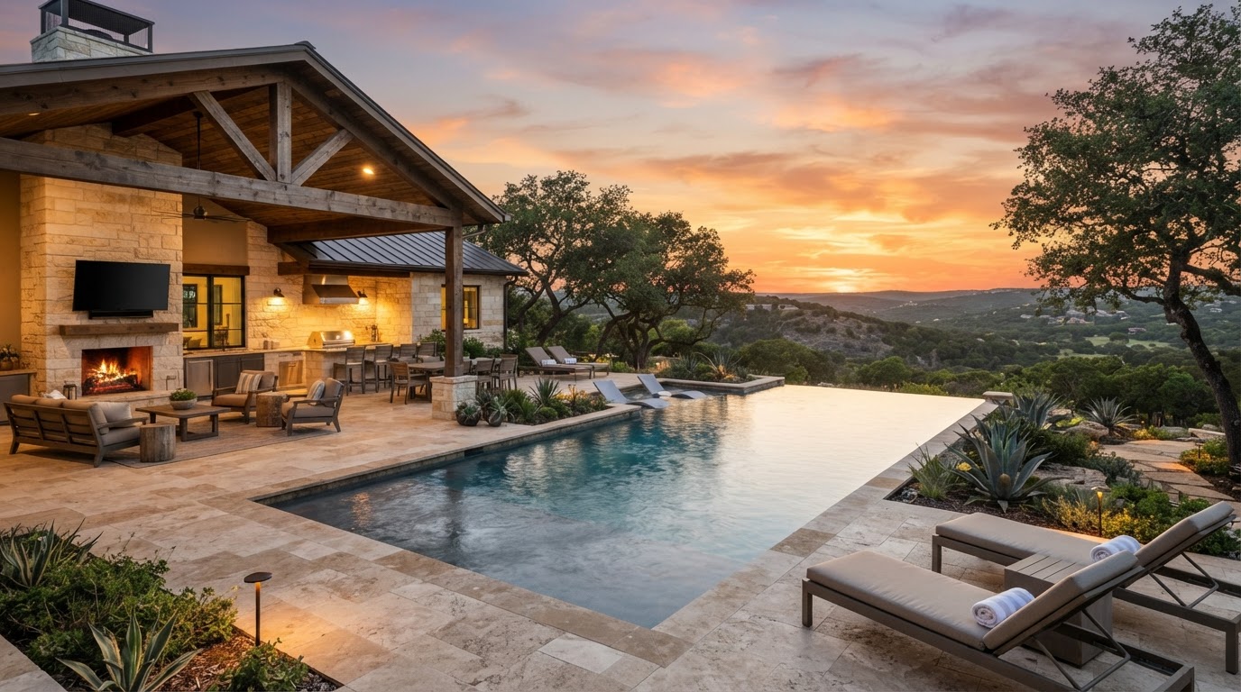 Hill Country outdoor living and pool