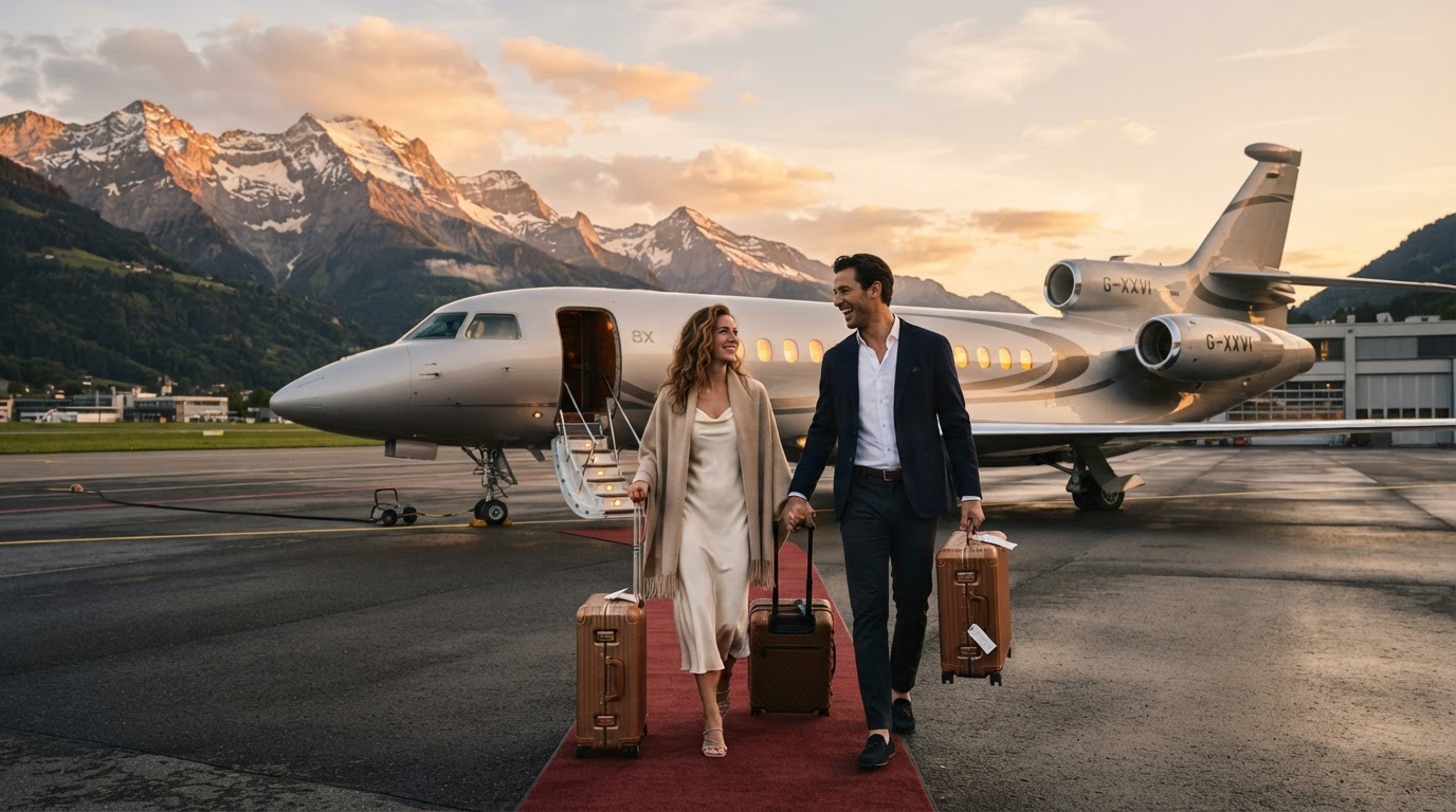 Private jet and world travel representing a life of freedom
