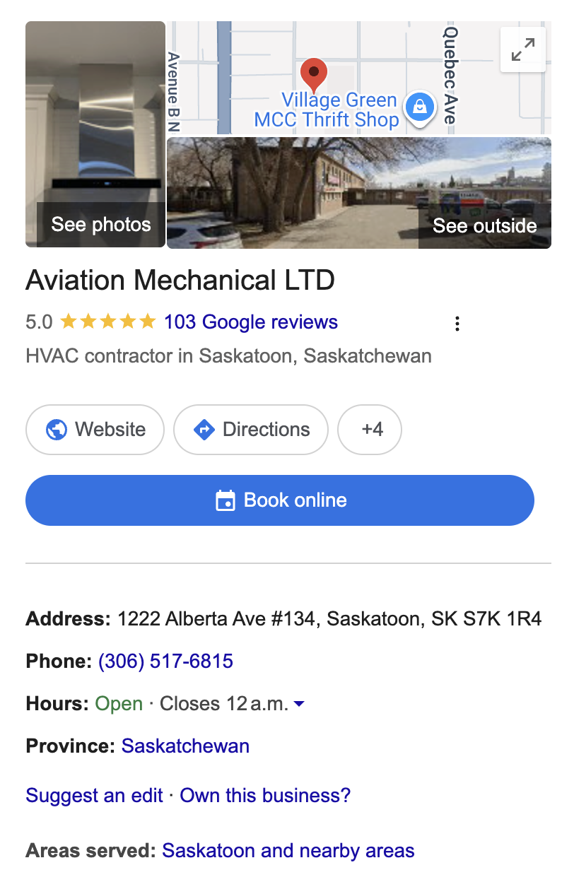 Google Business Profile after review automation showing 103 five-star reviews