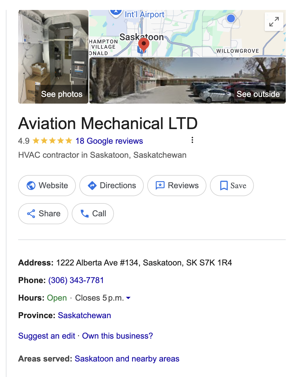 Google Business Profile before review automation showing 18 reviews